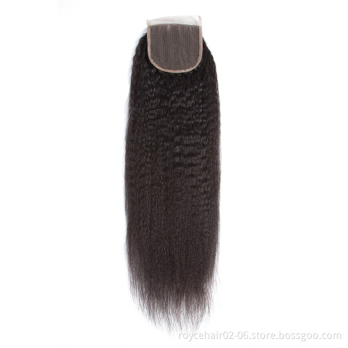 Wholesale Brazilian Virgin Cuticle Aligned Natural Kinky Straight Yaki Weave Hair Bundles with Lace Frontal Closure